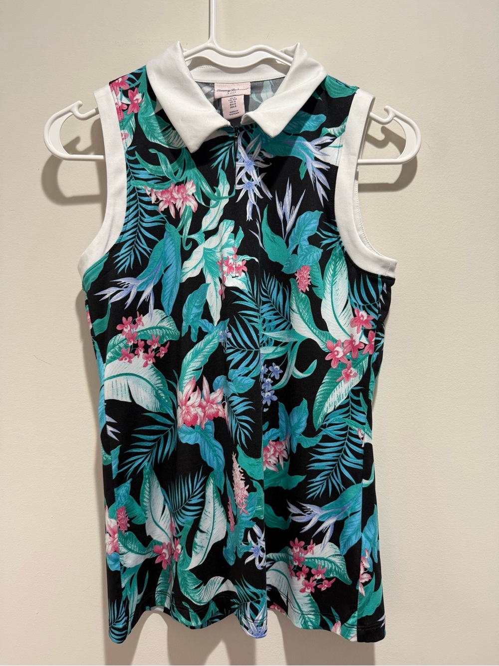 Tommy Bahama Sleeveless Polo One-Piece in Black Tropical Print